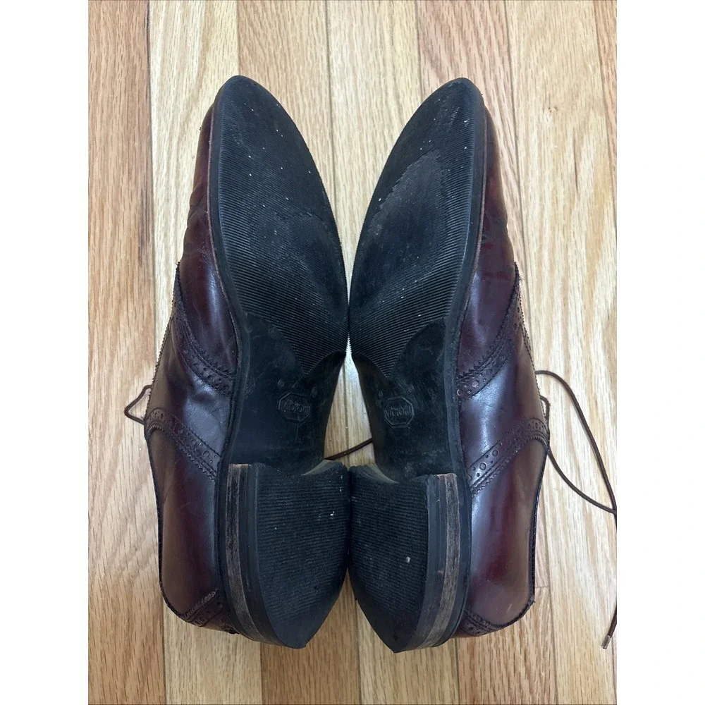 L.L. Bean Mens Saddle Shoes Burgundy Leather Plain Toe Dress‎ Oxfords Size 8